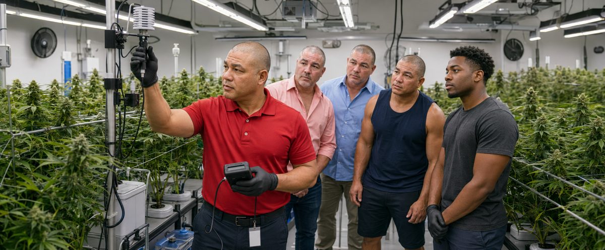 Devin Lockett in the BiomedRx hydroponic cannabis cultivation facility